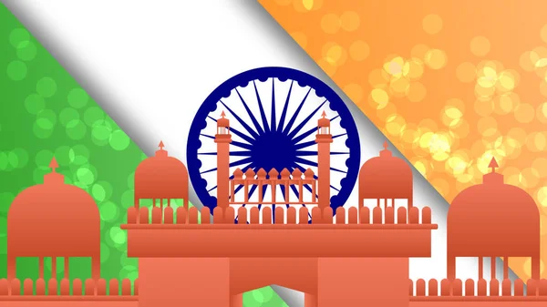 Ashok Csakra Indiai Zászló Színe Piros Erőd Koncepció Háttér Animáció — Stock Fotó