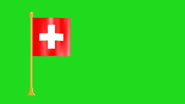 National Flag Switzerland Isolated Green Background — Stockfoto