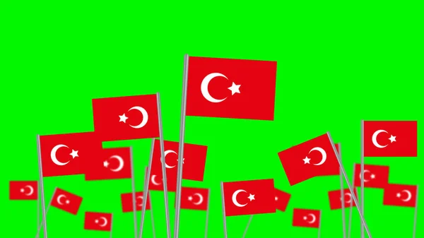 Mano Tenere Bandiera Turkiye Isolato Sfondo Verde Focalizzata Sull Animazione — Foto Stock