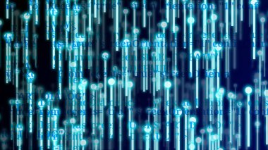 Dijital dilde rastgele paragraf içeren mavi çizgi dijital arkaplan.