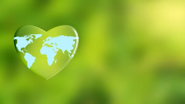 Światowy Dzień Serca Ilustracja Zielonym Tle Rozmycia Koncepcja Pielęgnacji Serca — Zdjęcie stockowe