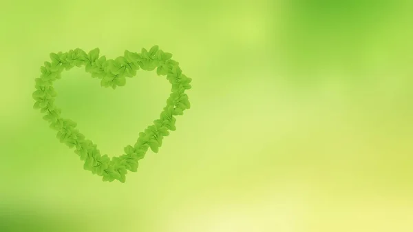 Σχήμα Καρδιάς Ζουν Απομονωμένη Θολό Πράσινο Φόντο Εθνική Εικόνα Φόντου — Φωτογραφία Αρχείου