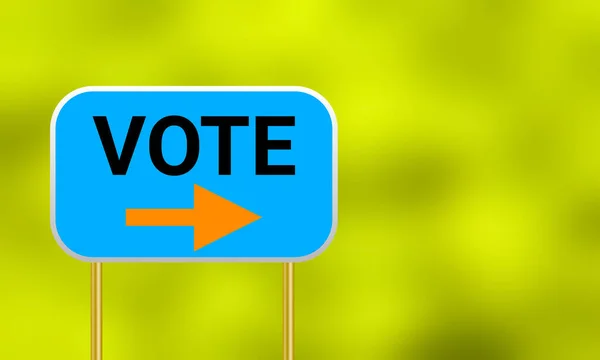 Vote Here Sigh Board Isolated Green Blur Background — Foto Stock