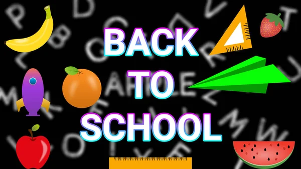 Back School Background Blur Number Apple Paper Palne Scale Rocket — Stockfoto