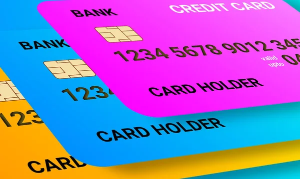 Three Different Credit Card Perspective Illustration Image — Photo