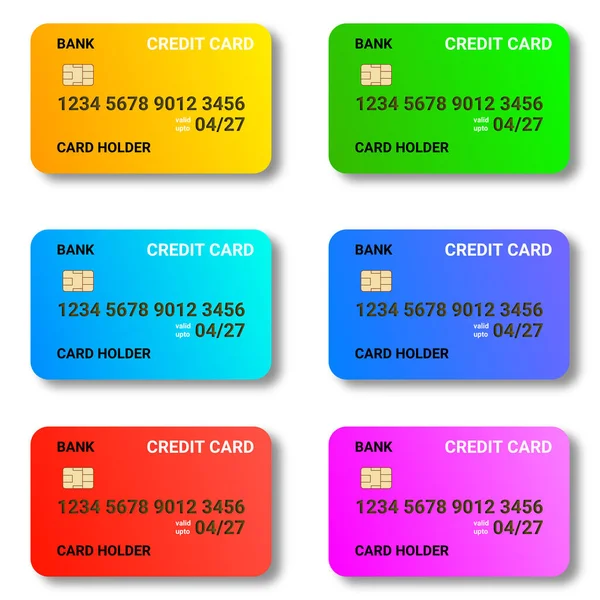 Six Different Colour Credit Card Isolated White Background — Stockfoto