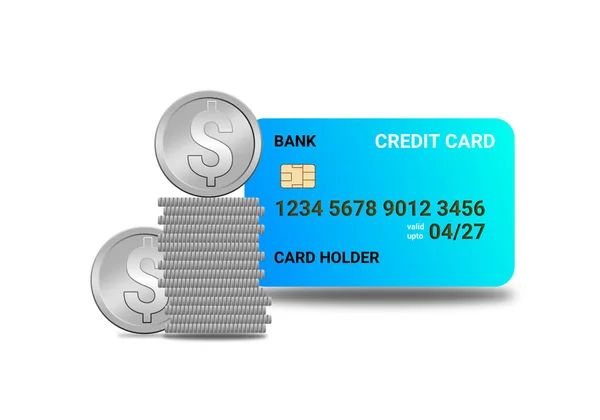 Credit Card White Background Dollar Coin Illustration Image Concept Online — 스톡 사진