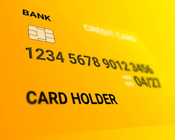 Blur View Yellow Credit Card Numbers Card Chip — Stock fotografie