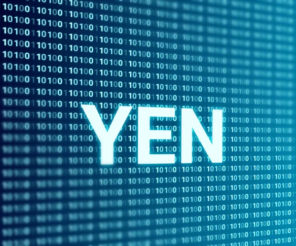 digital yen word isolated on digital background with 3d background. concept for global currency market.