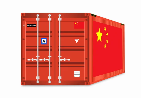 china flag Cargo container isolated on white background. concept for import export business in China.