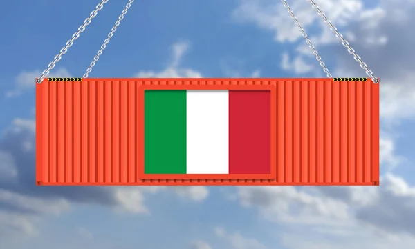 Import Export Business Italy Illustration Hanging Cargo Container Blue Background Fotos De Stock Sin Royalties Gratis