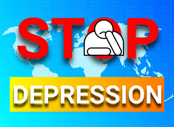 Stop Depression Illustration Image World Map Blue Gadiant Colour Medical — Stock Fotó