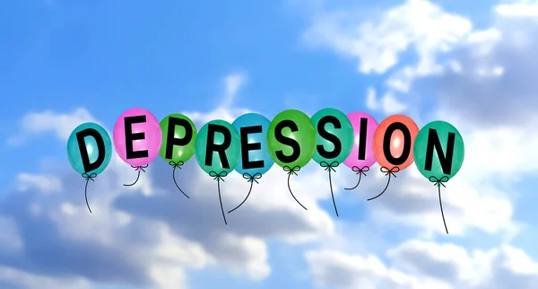 Depression Bloons Free Blur Sky Background Image Concept Mental Health — Foto de Stock