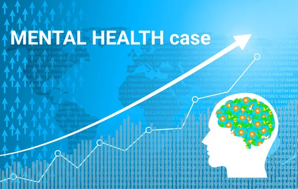 Daily Increasing Mental Health Case Background Graphs Numbers World Map — Foto de Stock