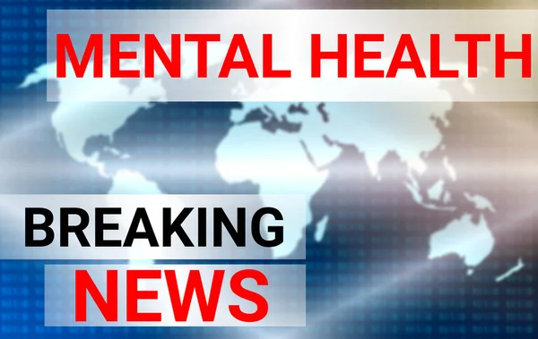 mental health breaking news illustration with blur world background and light reflection. concept for mental health updated, case, death and health care.