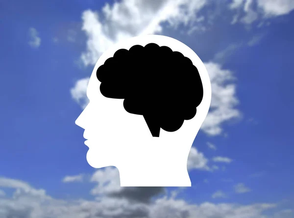 Human Adn Mind Icon Isolated Blur Sky Background Concept Mental — Photo