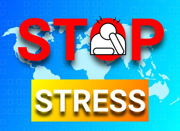 Stop Stress Illustration Image World Map Blue Gadiant Colour Medical — Photo