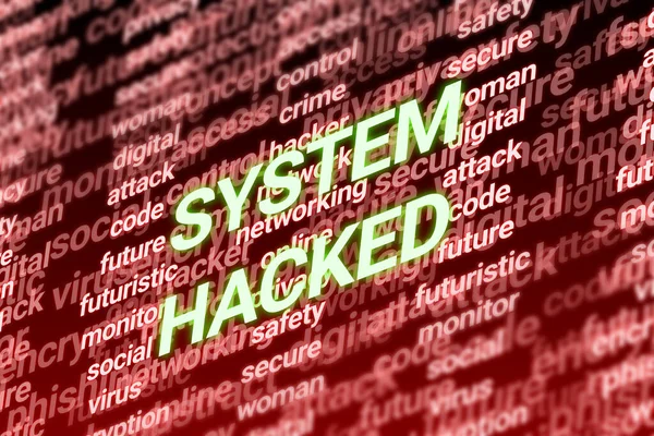 System Hacked Word Technology Related Words Online Digital Technology Awareness — Fotografia de Stock