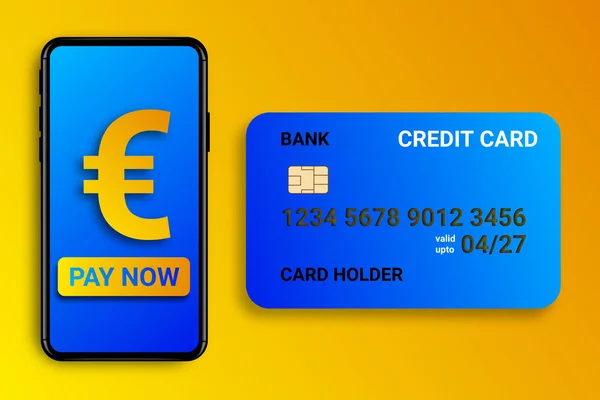 Pay Euro Phone Credit Card Online Shopping Purchases Bills Service — Foto Stock