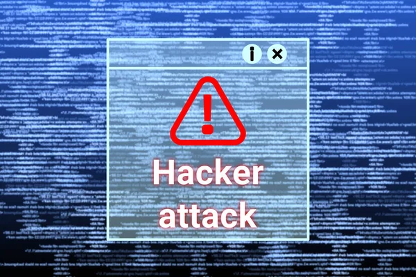 Hacker attack, cyber crime, online hacking, warning and fraud background with blur digital code and cyber crime word.