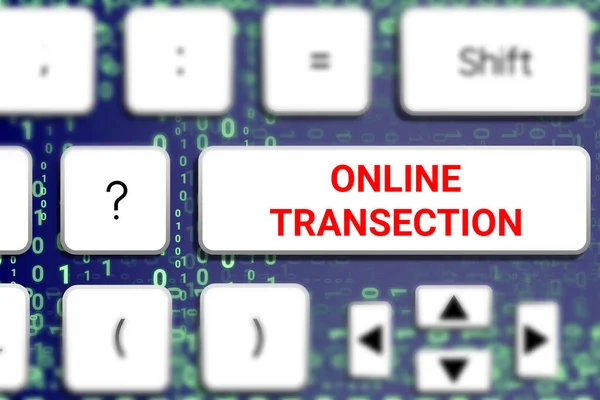 online transaction button on key board and code numbers. concept for online purchases, shopping and payment.