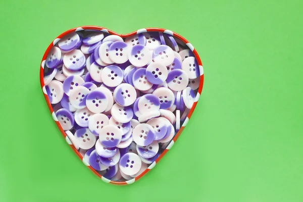 Heart box of buttons — Stock Photo, Image