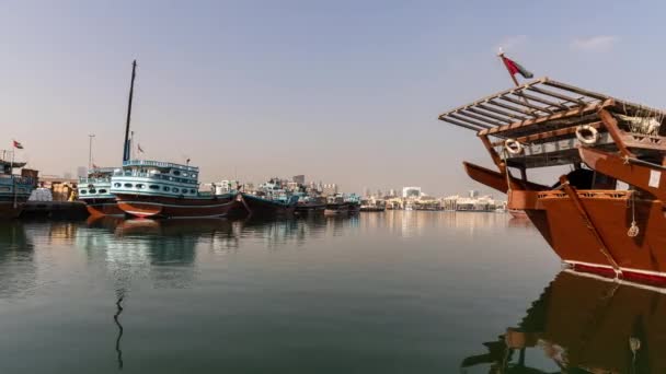 Antiguo Barcos Pesca Árabes Dubai Emiratos Árabes Unidos — Vídeo de stock