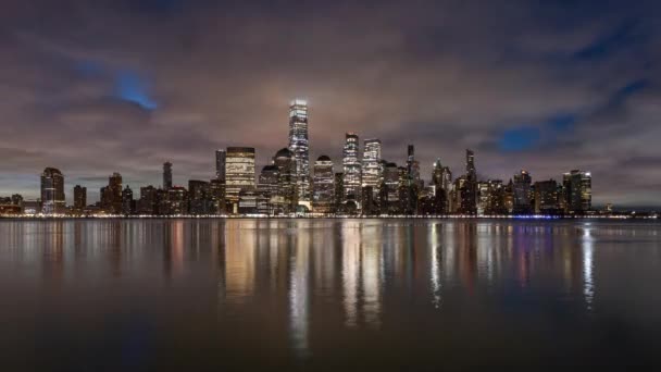Noc Dnia Upadek New York Skyline — Wideo stockowe