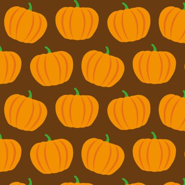 Kahverengi arka planda basit ve şirin bir kabak deseni. Kağıt ambalajı için ideal