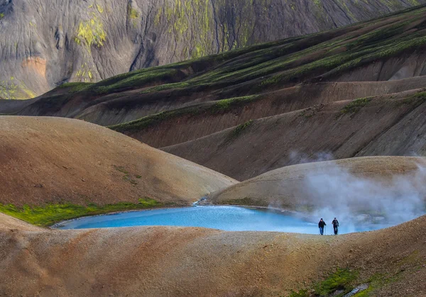 Trekkers in Landmannalaugar Fjallabak — Stock Photo, Image