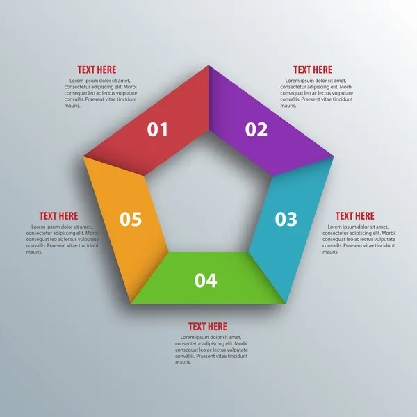 3D kağıt infographics soyut. Pentagon şekli. vektör illustrat — Stok Vektör