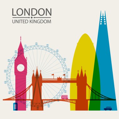 London city skyline silhouette background, vector illustration clipart