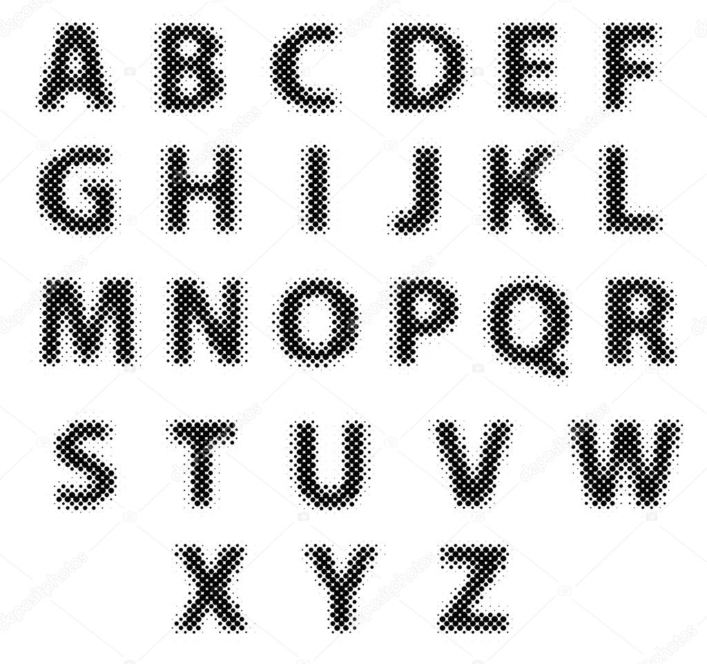 Vector dot spotted alphabet letters