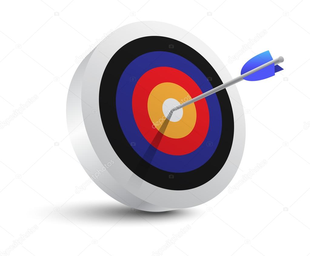 Target aim and arrow. Successful shoot. Vector Illustration