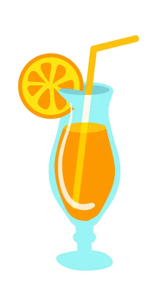 Cocktail frais avec tranche d'orange tenir sur verre — Image vectorielle
