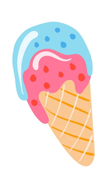 Cono de helado con bola de color aislado — Vector de stock