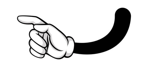 Указательный палец прямой, мультяшный жест руки изолирован