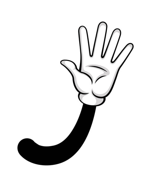 Волновая рука мультфильм, черно-белый клип искусства