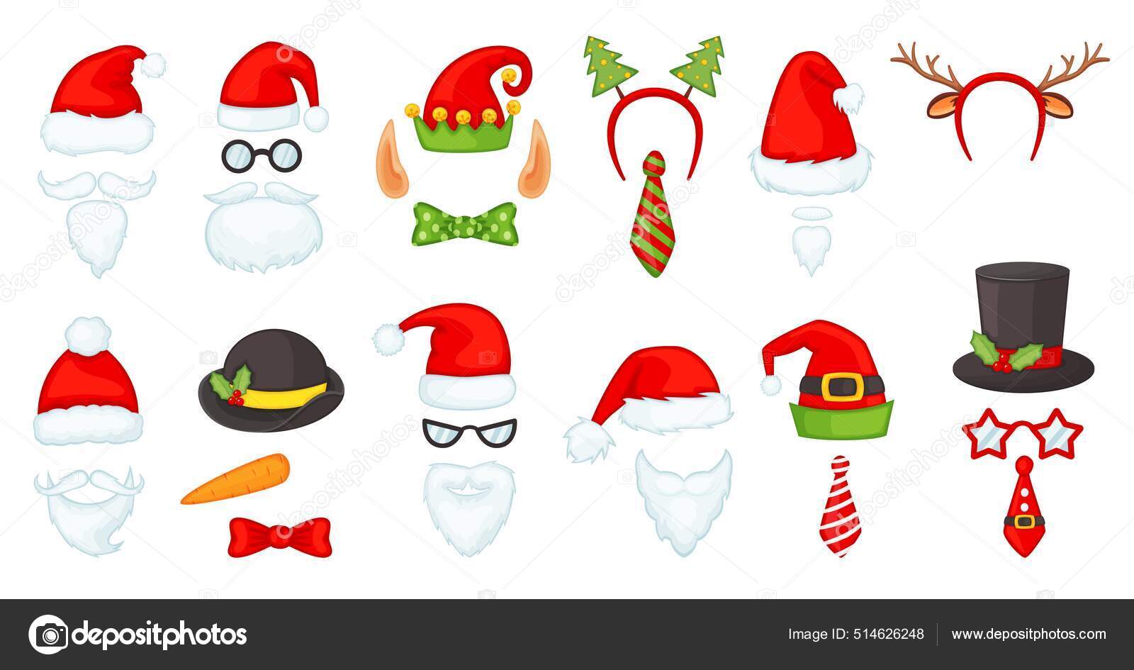 Chapeaux et accessoires de Noël de bande dessinée, accessoires de 