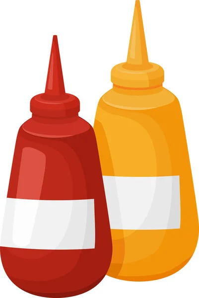 Sauce ketchup et moutarde pour fast food — Image vectorielle