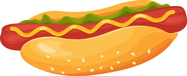 Hot Dog mit Ketchup und Senfsauce — Stockvektor