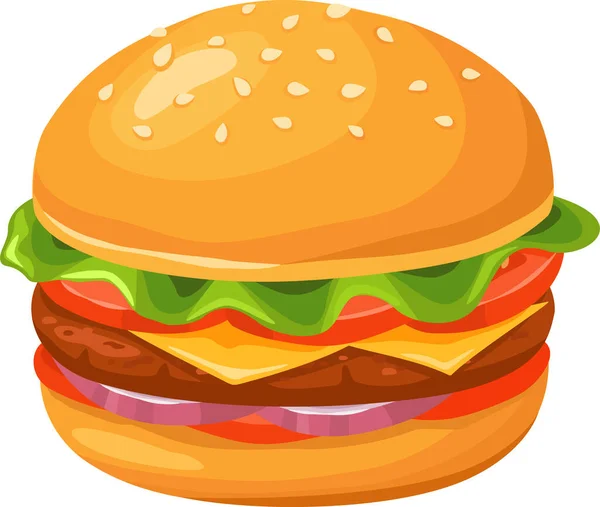 Burger with meat and cheese isolated on white — Stock Vector