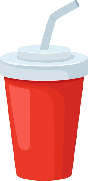 Cold soda drink in plastic cup with straw — Vetor de Stock