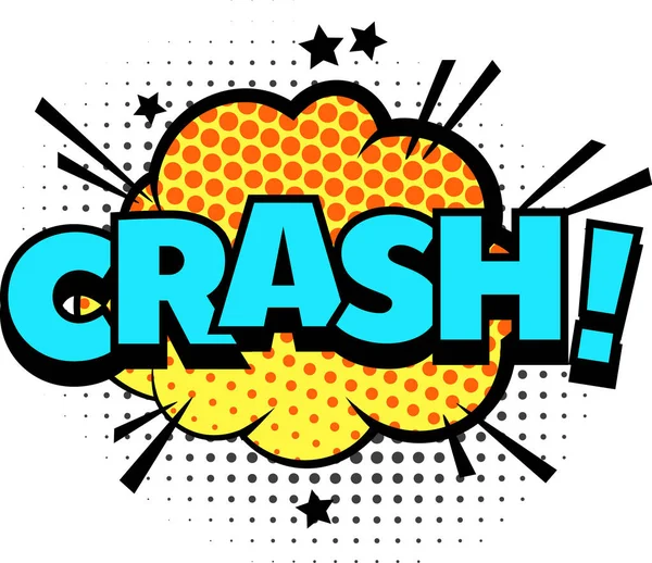 Crash sound illustrated for comic magazine, pop art dot style — стоковый вектор