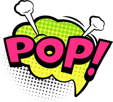 Pop sound in bubble for comic book, pop art dotted