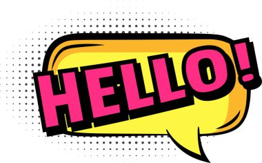 Hello speech bubble cartoon colored comics magazine