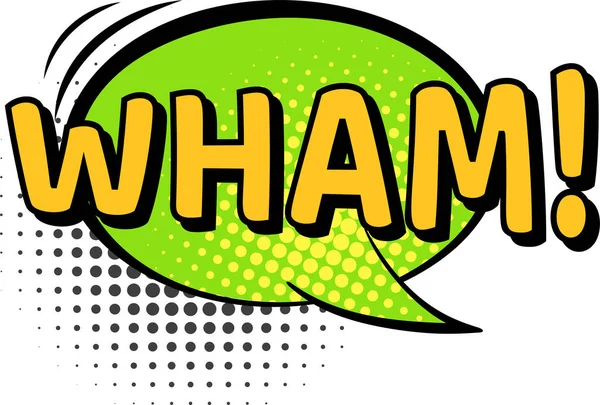 Wham sound in colored speech bubble for comic book — стоковый вектор