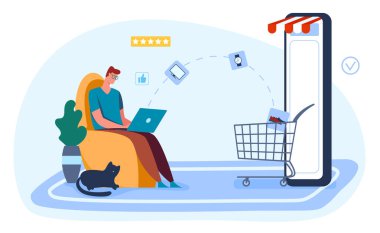 Evden internet üzerinden alışveriş, internet pazarlaması.