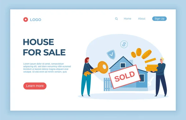 House for sale, real estate agency landing page — Stock Vector