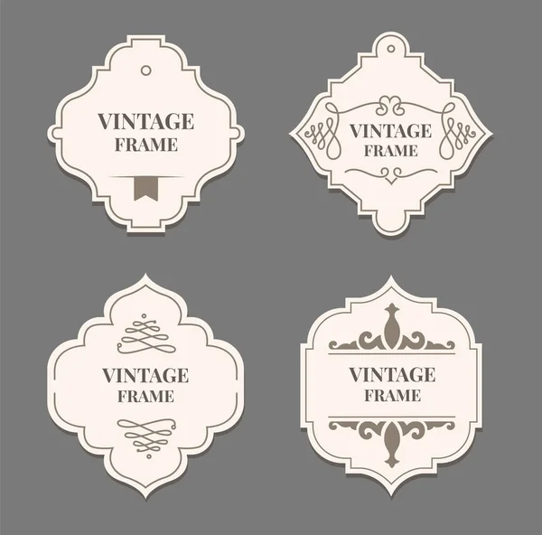 Old fashioned ornate labels stickers or vintage frame — Stock Vector